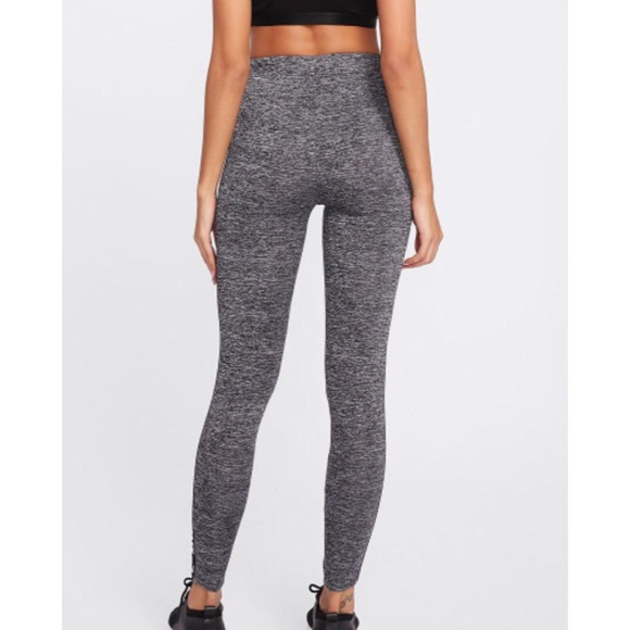 Letter Print Side Marled Knit Leggings - Picture 4 of 5